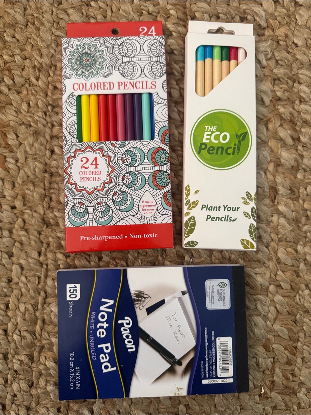 NEW Non toxic colored pencils Pacon Blue Note Pad 4 x 6 White Unruled note pad